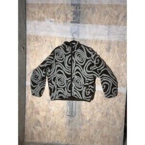 OBEY Swirls Jacquard Piled Fleece Zip-Up Jacket Size Large Womens Jacket Brown